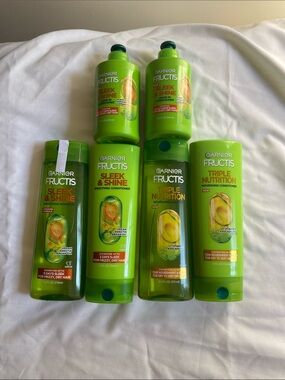 Garnier Fructis Sleek & Shine + Triple Nutrition Green Hair Care Set